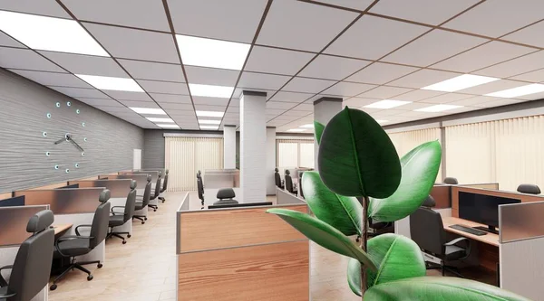 Realistisk Render Office Interiör — Stockfoto