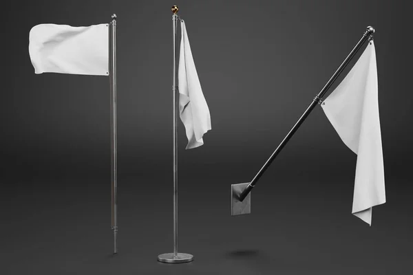 Realistyczne Render Białych Flag — Zdjęcie stockowe