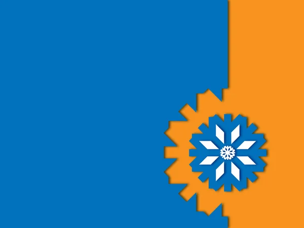 Blaue Schneeflocke auf orangefarbenem Hintergrund — Stockfoto