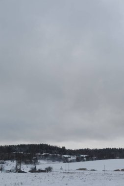 Güzel manzaralı karlı kış arka planı. Sihirli soğuk açık hava kış şablonu