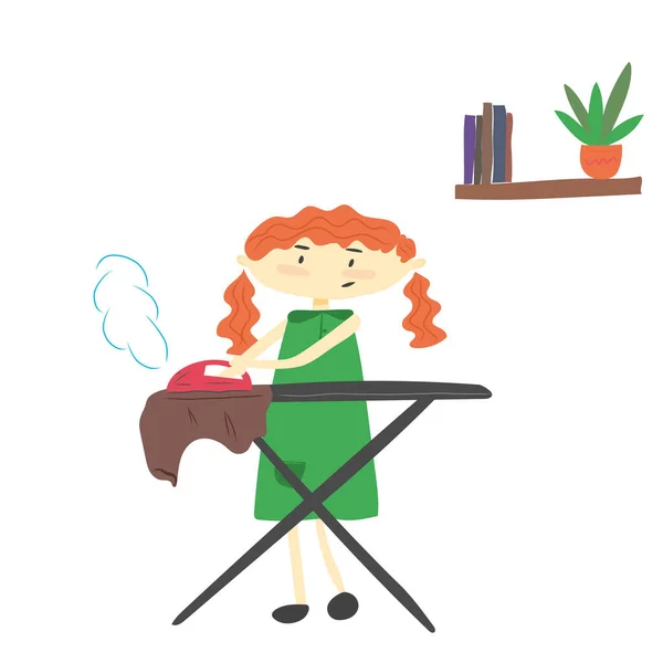 Evde okşayan kızıl saçlı kız.