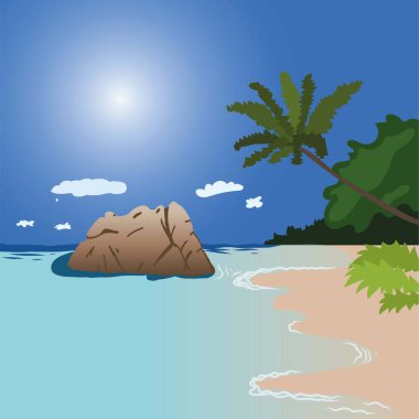 Okyanusun kıyısında ve suyun ortasında bir kaya.