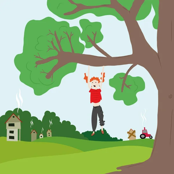 Ağaçta kızıl saçlı bir kız