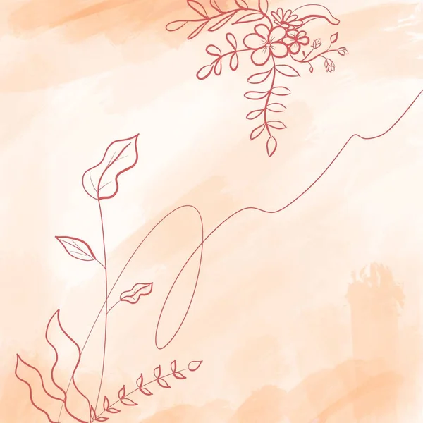 bir turuncu arkaplan resmi ve ince çizgilerden çiçekler, metin veya sosyal ağlar için bir arkaplan olarak kullanılabilir