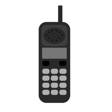 Düğmeleri olan siyah bir radyo telefonu tasviri.