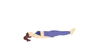 Kız basın üzerinde spor yapıyor.