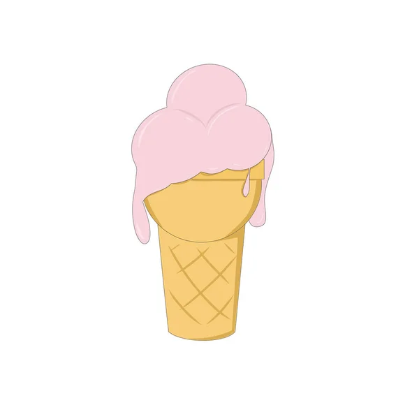 Helado Una Taza Gofre Derrite Calor — Vector de stock