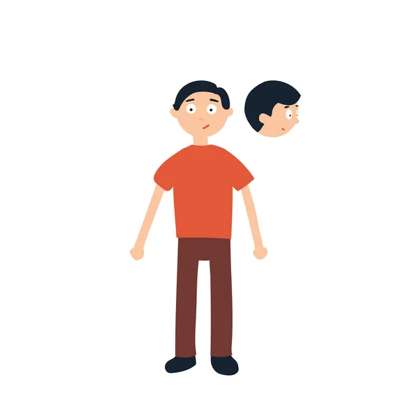 Vector Illustration Boy Extra Head Profile — 스톡 벡터