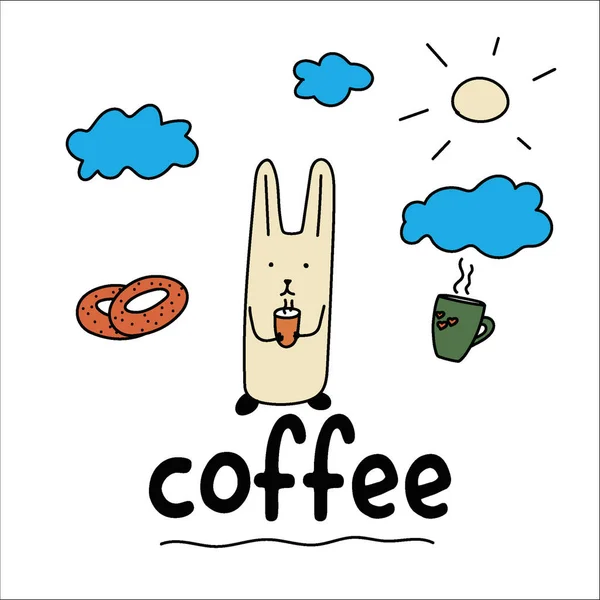 Kahveli sevimli kart tavşanı. Vektör illüstrasyonu