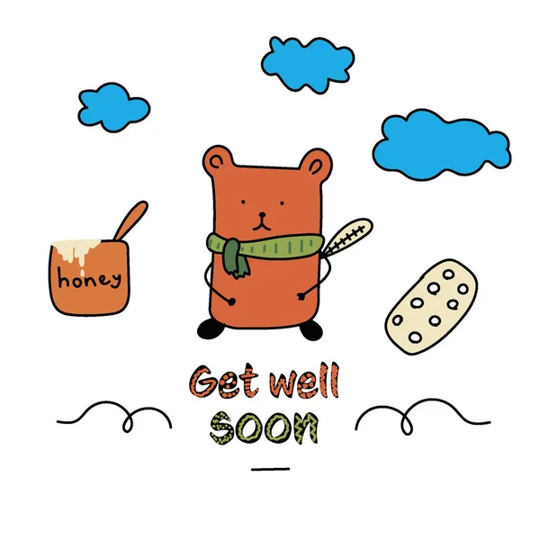 Geçmiş olsun tatlım. Vektör illüstrasyonu