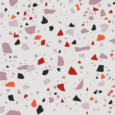 Venedik tarzı İtalyan taş zemininde Terrazzo dokusu. Granit, kuvars, mermer, cam, beton. Ya da pürüzsüz arka plan. - Evet. Vektör illüstrasyonu