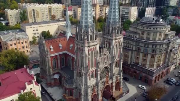 Catholic Ancient Church Architect Gorodetsky Center Kyiv — Stock Video
