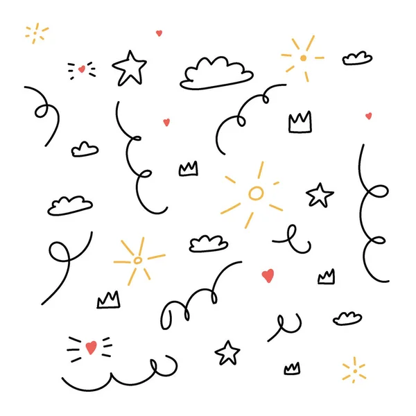 Spaß Doodle Gutes Wetter Sonne Wolken Lieben Vektorillustration — Stockvektor