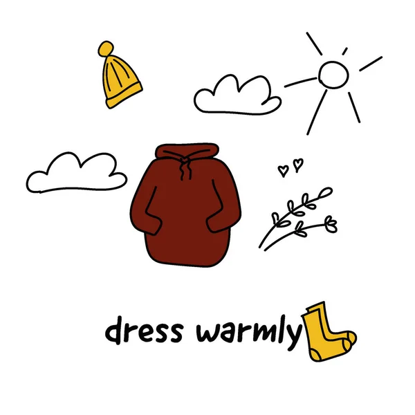 Şirin kartpostal, daha kalın kazak çoraplar. Vektör illüstrasyonu