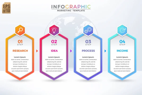 Infografik Vektor Business Marketing Design Hexagon Symbole Bunte Vorlage Optionen — Stockvektor