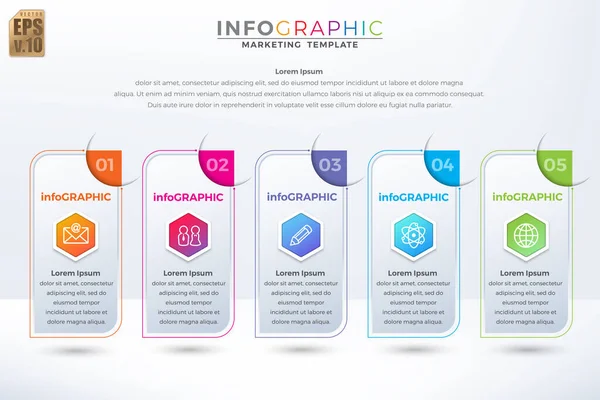 Infográfico Vetor Negócios Design Marketing Hexágono Ícones Modelo Colorido Opções — Vetor de Stock