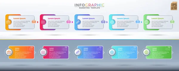 Infográfico Design Vetor Negócios Modelo Banner Colorido Ícone Círculo Opções — Vetor de Stock