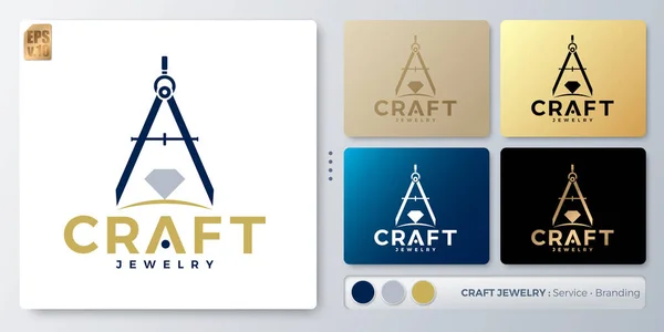 Craft Diamante Vetor Ilustração Logo Design Nome Branco Para Inserir — Vetor de Stock