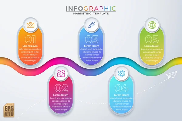 Infographic Πολύχρωμο Πρότυπο Διανυσματικό Σχεδιασμό Στρογγυλή Γωνία Εικονίδια Επιλογές Βήματα — Διανυσματικό Αρχείο
