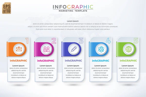 Infográfico Vetor Business Colorido Modelo Design Ícones Simples Barra Brilhante — Vetor de Stock