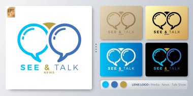 Görüş ve baloncuk konuşma vektörü minimum logo tasarımı. Markanı yerleştirmek için boş bir isim. Her türlü uygulama için örneklerle tasarlandı. Şirket, kimlik, danışmanlık, iletişim için kullanılır..