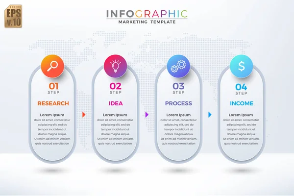 Infografik Vektor Business Marketing Vorlage Bunte Design Kreis Symbole Optionen — Stockvektor