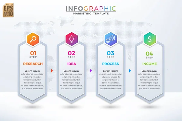 Infographic Business Design Hexagon Εικονίδια Πολύχρωμο Πρότυπο Μάρκετινγκ Διάνυσμα Επιλογές — Διανυσματικό Αρχείο