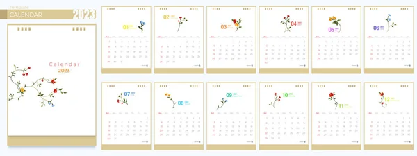 Calendar 2023 Templates Months Simple Monthly Vertical Calendar Corporate Design — Stock Vector