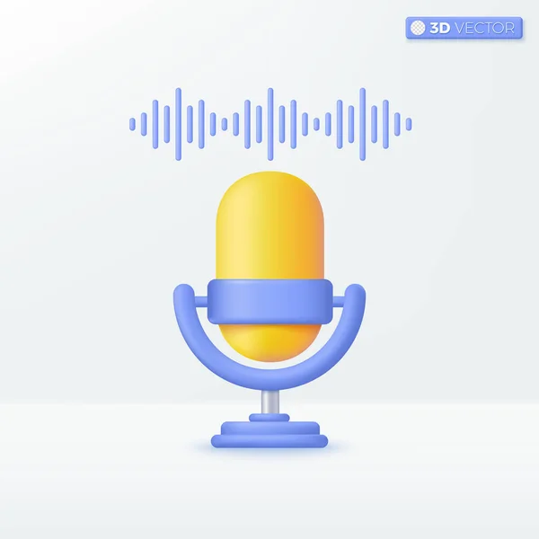 Sárga Mikrofon Állványon Hanghullám Ikon Szimbólum Rekord Berendezések Audio Adás — Stock Vector