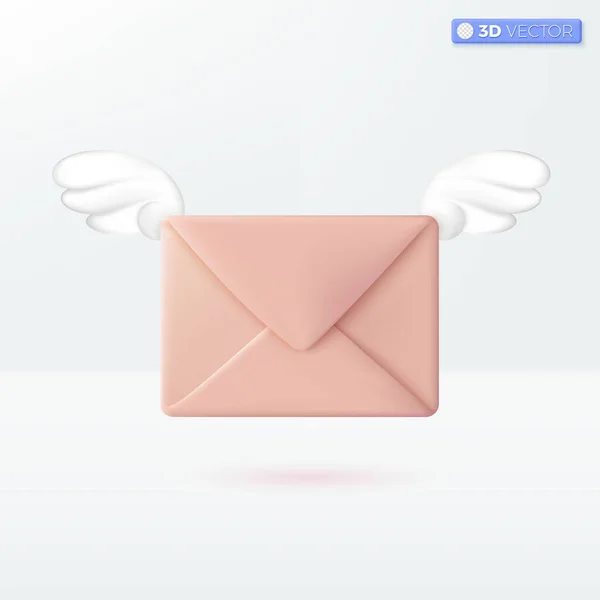 Fliegender Umschlag Mit Flügelsymbolen Eingehende Post Benachrichtigung Brief Online Mail — Stockvektor