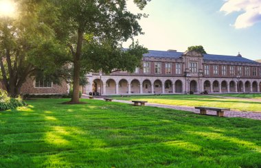St. Louis, Missouri - 08.22.2022 - Ridgley Hall and the Brookings Quad on the Danforth Campus of Washington University in St. Louis.