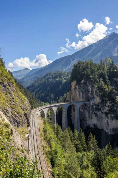 Landwasser Railway Viaduct Switzerland Alps — Stock Photo, Image