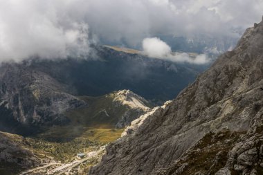 Mountain trail Cinque Torri in Dolomites