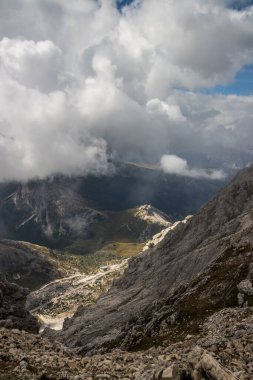 Mountain trail Cinque Torri in Dolomites