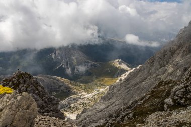Mountain trail Cinque Torri in Dolomites