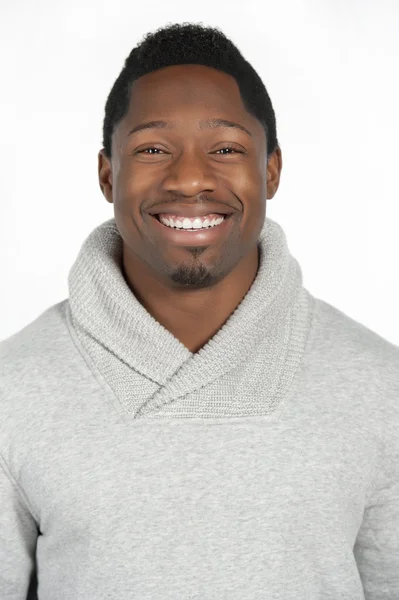Afro-amerikai férfi szürke pulóver — Stock Fotó