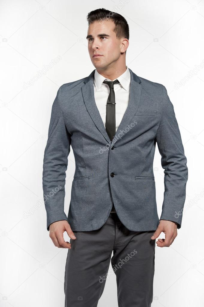 Athletic White Male Model in Suit