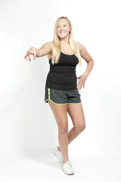 Jonge sportieve vrouwelijke blond gelukkig — Stockfoto