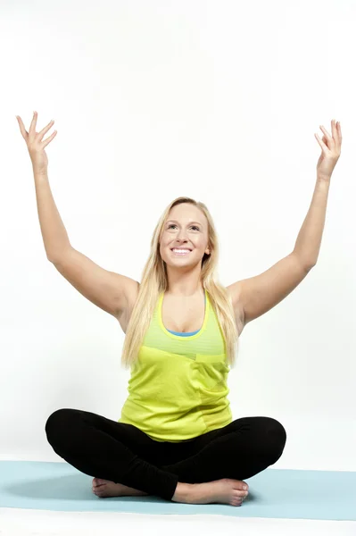 Young happy female yoga model — Stock Photo, Image