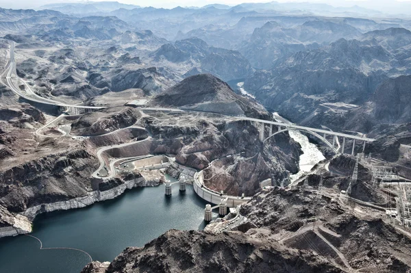 Hoover Dam from a helicopter. — Stock Photo, Image