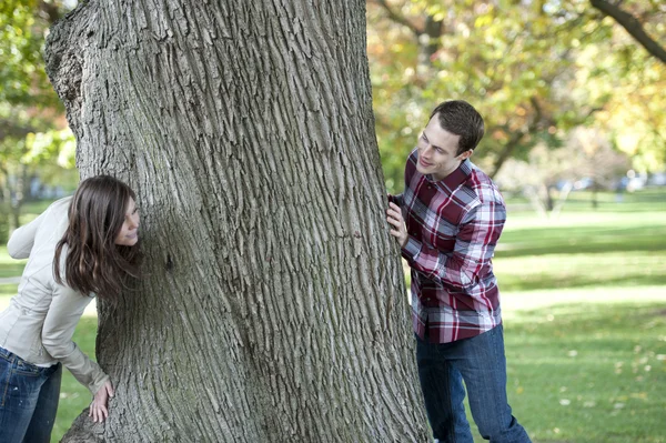 Aantrekkelijke koppel in een park — Stockfoto