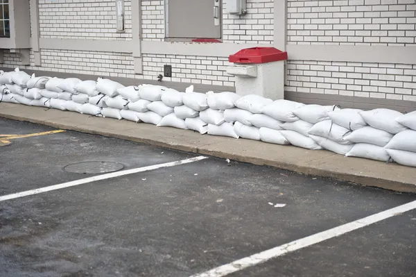 Pile of stacked sandbags — Stock Photo, Image