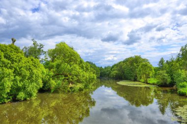 Fulda nehir aueweiher parkında fulda, hessen, Almanya