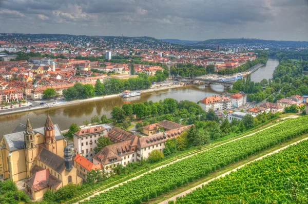 Vista para Wurzburg da Fortaleza de Marienberg (Castelo), Wurzburg, Ba — Fotografia de Stock