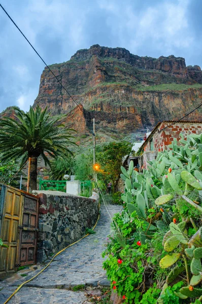 Gatan i masca by med gamla hus, Teneriffa, Kanarieöarna isla — Stockfoto