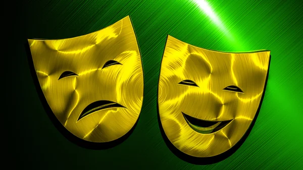 Театральные маски Gold - Green — стоковое фото