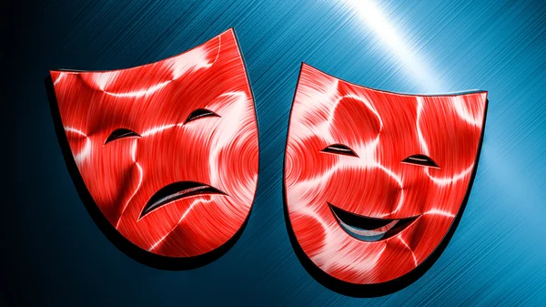 Theatre masks Red - Blue — Stock Photo, Image