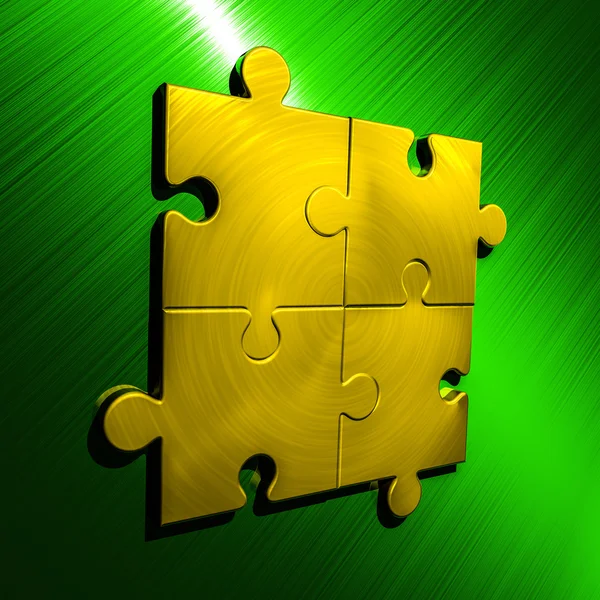 Puzzle Backgroung Green - Gold — Stock Photo, Image