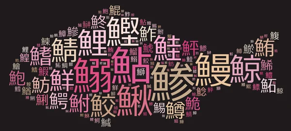 Japanese fishes names on fish shape (pink)