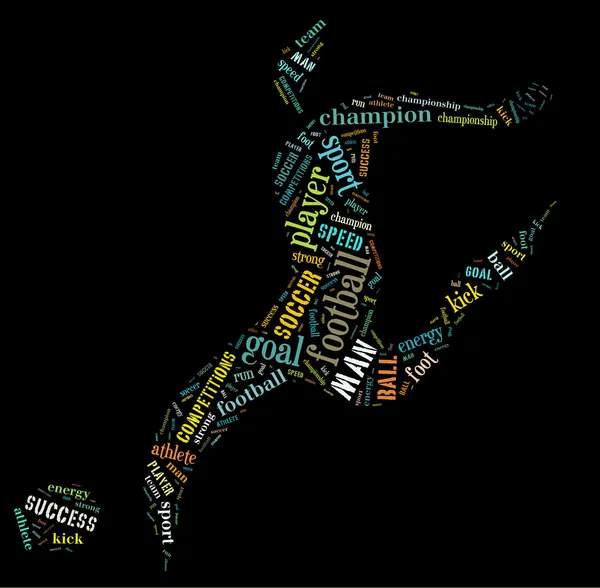Fotboll spelare piktogram med färgstarka ord — Stockfoto